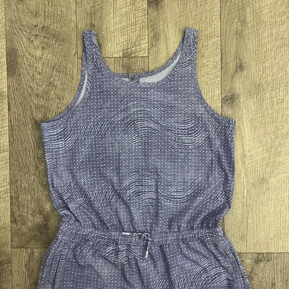 Athleta Girl Romper Purple White Wave‎ Print Sleeveless Pockets XXL 16